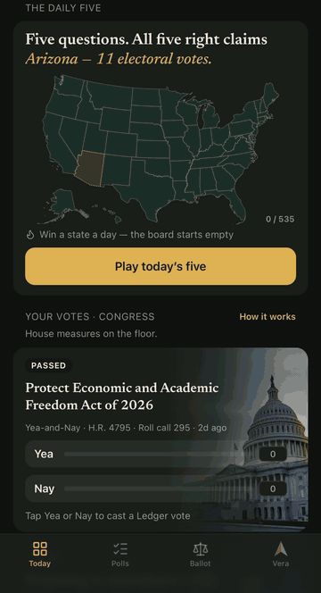 The Ledger app's Today screen
